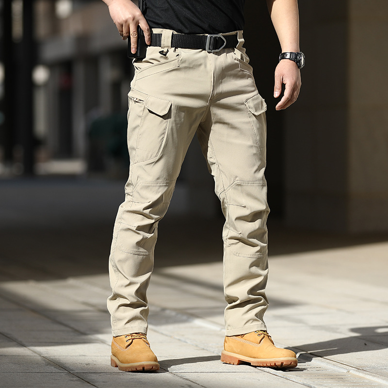 Calça cargo masculina à prova d'água, elástica, com vários bolsos, swat, combate, corrida ao ar livre, tática, caminhadas, caça