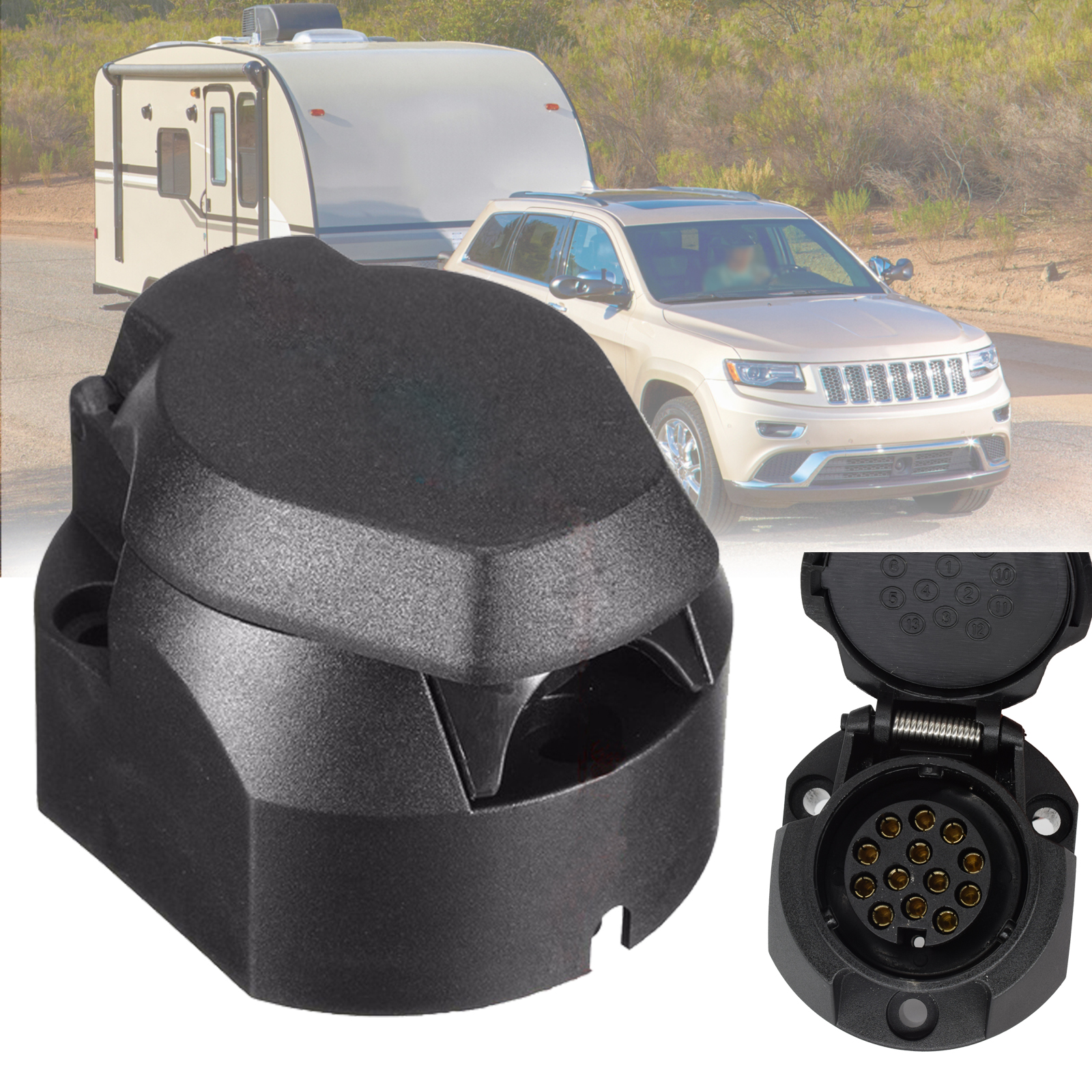 Enchufe de remolque Euro duradero de 12V y 13 pines, barra de remolque de 13 polos, cableado de caravanas, conector eléctrico, accesorios para camión y coche