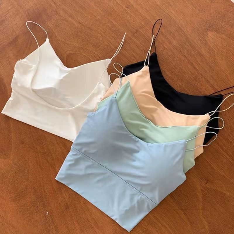 1pc Vrouwen Sexy Effen Kleur Hemdje Ijs Zijde Buis Naadloze Sport Tank Top Draadloos Ondergoed Bh Bralette Vest