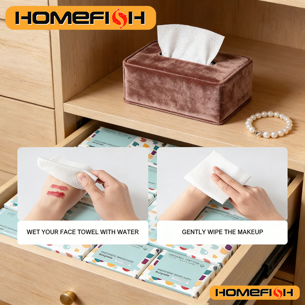 100% Cotton Disposable Thick Face Towel - Soft Makeup Removing Dry Cleanser Towelettes For Skin Care