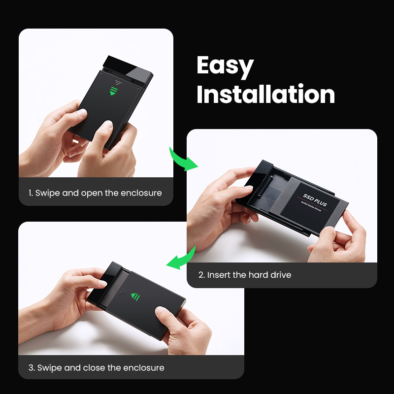 Ugreen-Case HDD, adaptador de disco rígido SATA 2.5 para USB 3.0, gaveta para disco SSD tipo C 3.1, estojo para HD externo