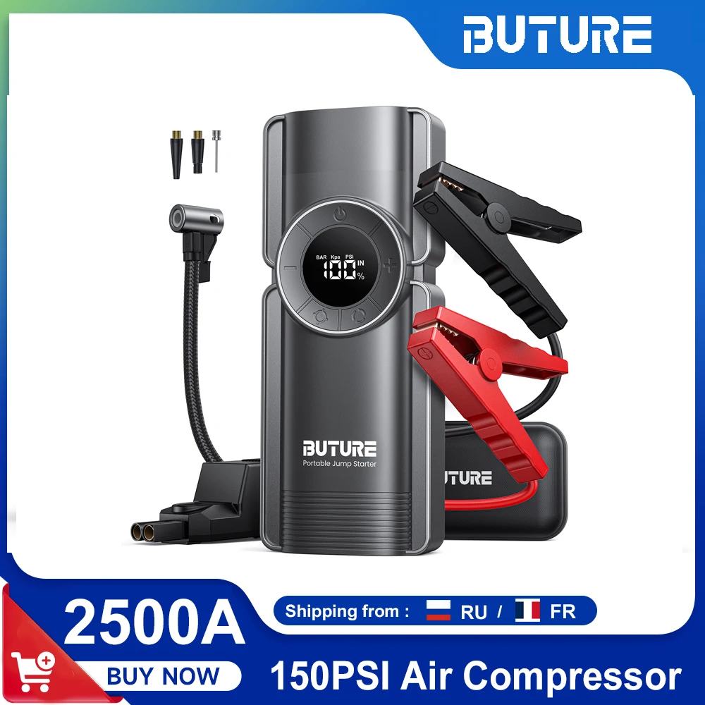 Buture 4 In 1 Starthilfe 150 PSI Pumpe Luftkompressor 20000 mAh Power Bank 2500 A Startgerät 15 V Digitaler Reifenfüller