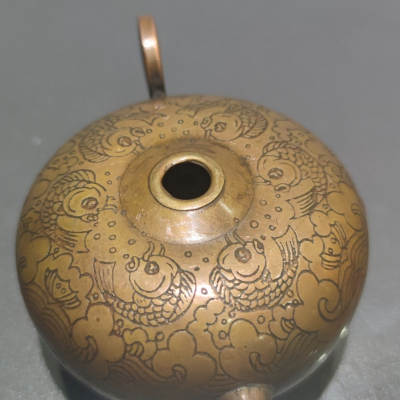 Antique Collection Qing Dynasty Pure Copper Brass Water Drop Study Supplies Ornaments Random Delivery
