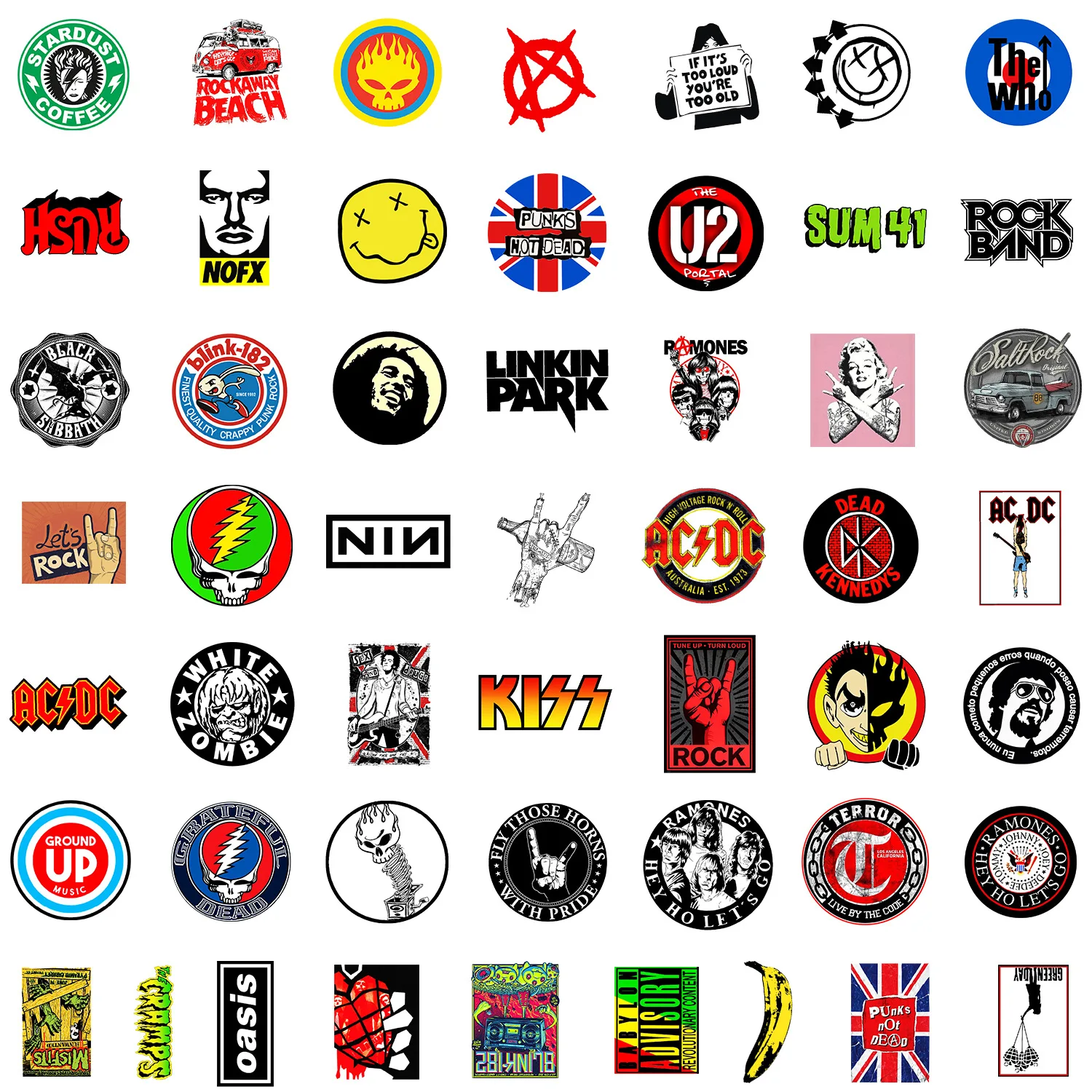 ロックバンド音楽ステッカー 美的 iPad 電話 ギター オートバイ スケートボード 荷物カップ用 - ファッション アート デカール コレクション