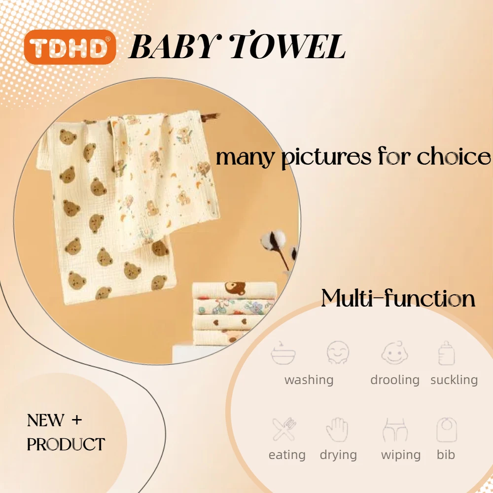 TDHD Cotton Muslin Baby Face Towel Long Burp Cloth for Newborn Kindergarten Hand Towels Infant Drooling Bibs Washcloth Baby Item