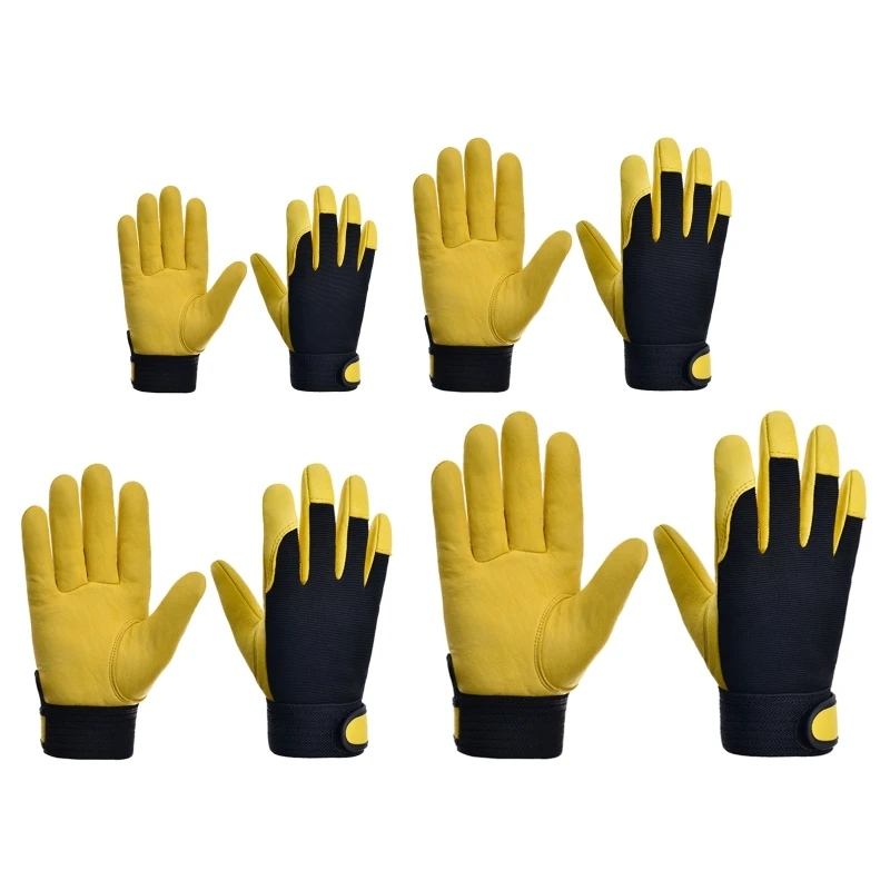 1คู่ถุงมือเซฟตี้ Builder ถุงมือถุงมือ Light-Duty Mechanic ถุงมือหนังสัตว์เทียมสำหรับ M/L/XL/XXL