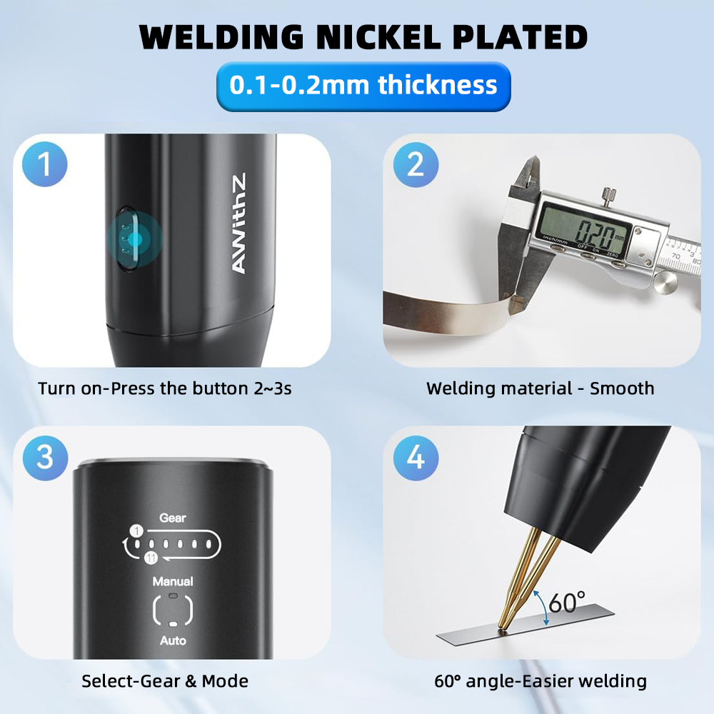 AWithZ 90 Gears ปรับ Spot เครื่องเชื่อมแบบพกพา Spot เครื่องเชื่อม Energy Storage จุดเชื่อม DIY สําหรับ 18650 แบตเตอรี่