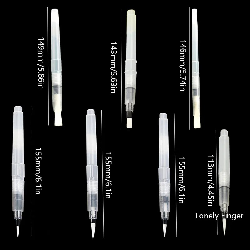 7本詰め替え可能な水彩ブラシペン - 細い先端の水彩画セット、アーティストや初心者向けのポータブルウォーターブラシペン