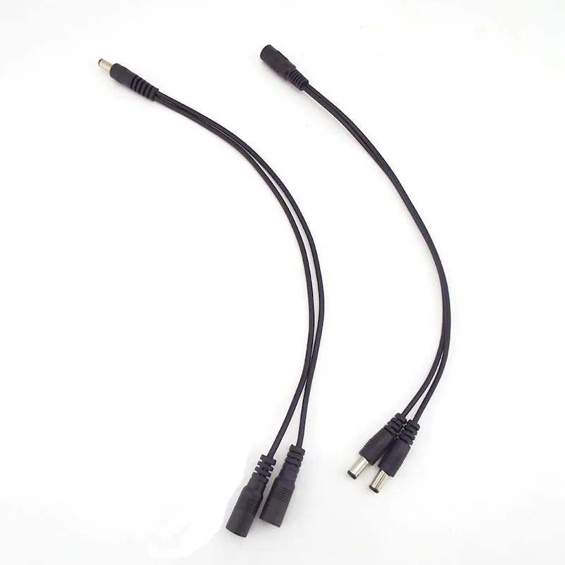 DC 12V 1 หญิง 2 ชาย Power Split Splitter Cable 2.1*5.5 มม.สําหรับกล้องวงจรปิดความปลอดภัยกล้อง DVR อุปกรณ์เสริม LED Light Strip