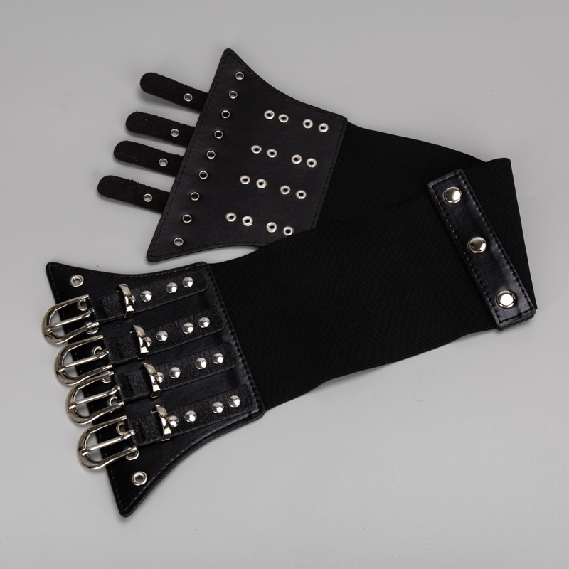 Cintura elástica feminina fivela parafuso prisioneiro decoração exterior usar cinto para senhora botão de imprensa conectar cummerbund acessórios de roupas