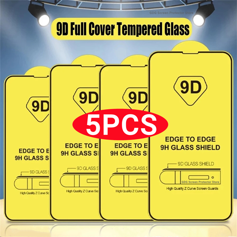 5 uds 9D Protector de pantalla para Xiaomi Redmi Note 14 13 Pro 5G 12 11 10 9 8 9S 10S 11S 12S 14S 9A 9C 9T 10A 10C 11A 12C 13C vidrio