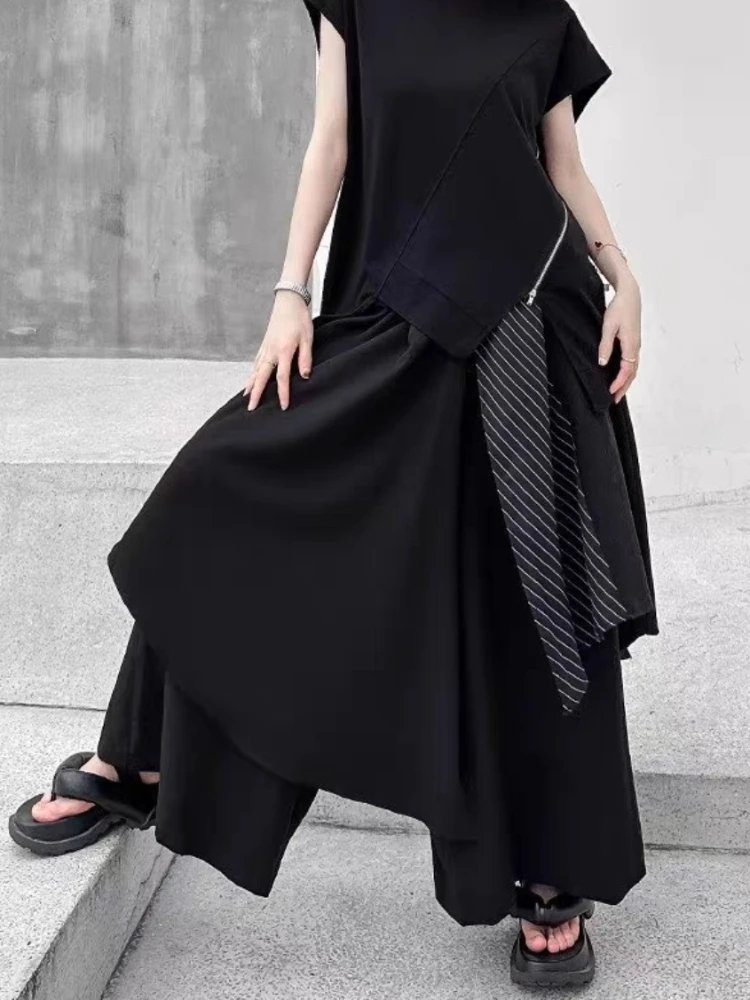Pantalones Mujer primavera estilo japonés pliegues cintura alta Irregular suelto transpirable cómodo ocio sólido longitud completa todo-fósforo