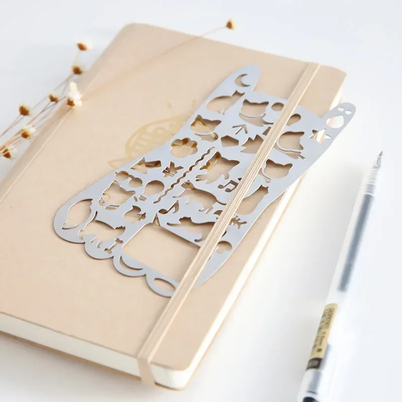 Portable Stainless Steel Stencils Hollow Ruler Travel Diary Notebook Drawing DIY Tool