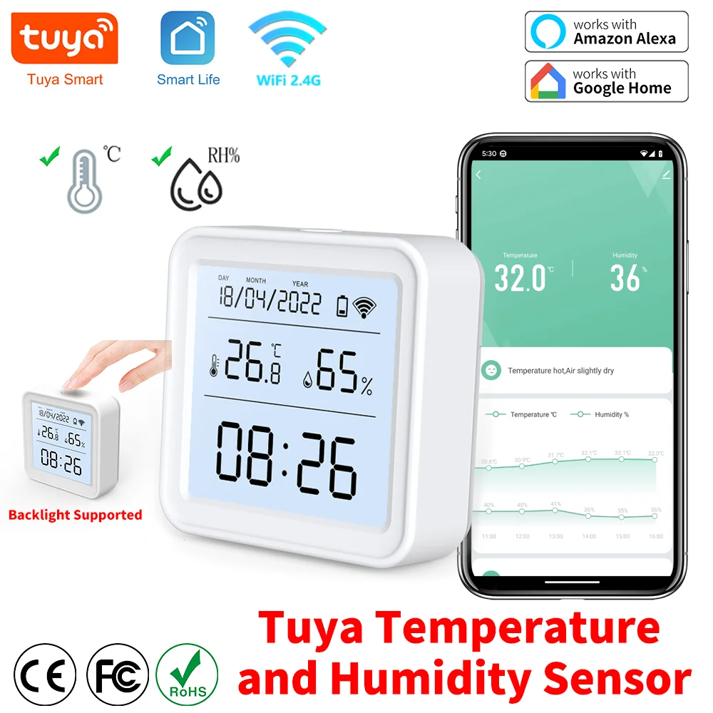 RightSitu Wi-Fi датчик температуры и влажности Tuya Zigbee, совместимый пульт дистанционного управления