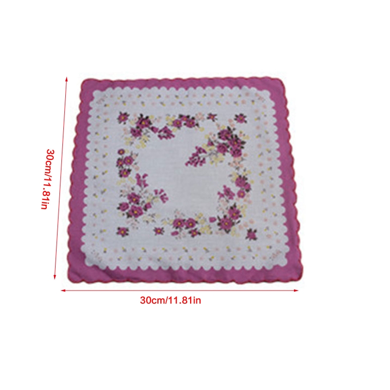 3 Miếng Nữ Viền Lượn Sóng Khăn Tay Cotton Thêu Hoa Ren Hankies Khăn Tay Nữ Cho Trà Chiều