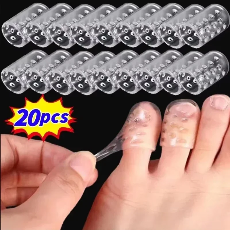 20 piezas, cómodas con protectores de dedos de silicona transparentes y transpirables de alta elasticidad, evitan ampollas, callos y maíz