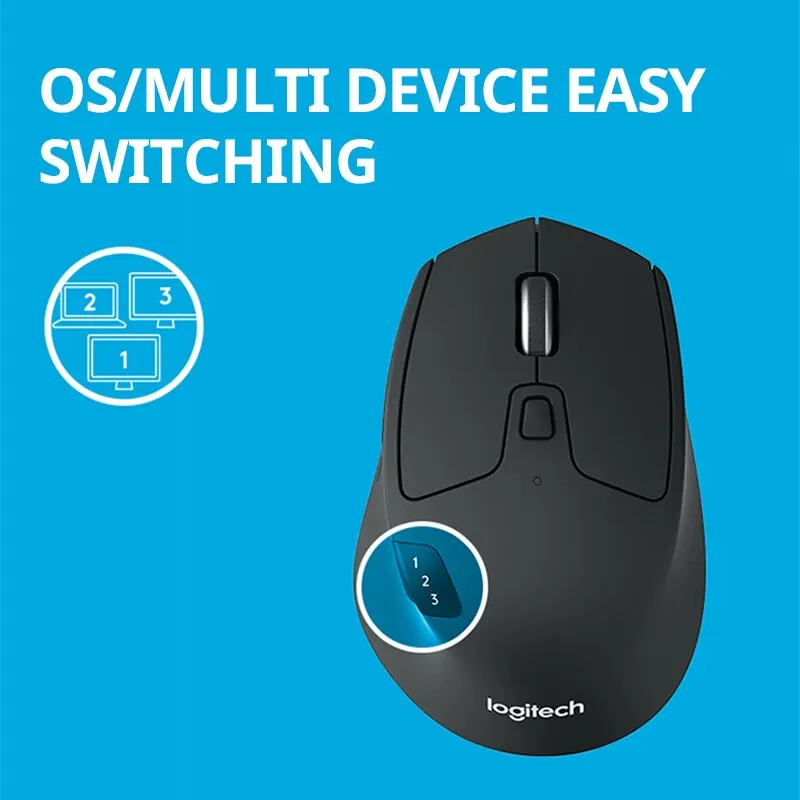 Logitech M720 Triathlon Multi-Device Wireless Mouse Bluetooth USB Unifying Receiver 1000 DPI 8 Buttons For Laptop PC Mac iPadOS