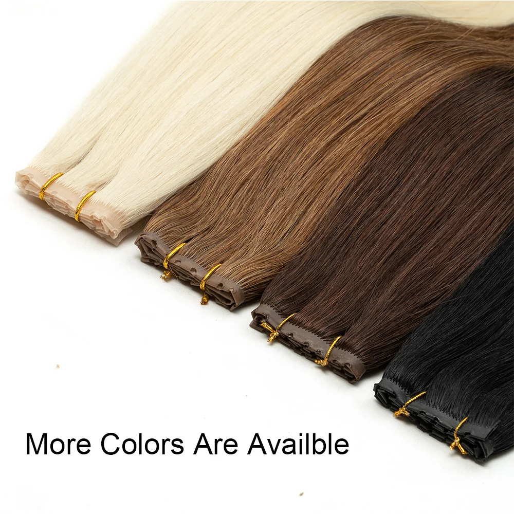 O dobro injeta extensões do cabelo humano da trama do furo de XO, 16 "-24", aba gêmea invisível, em linha reta natural, tração através do micro cabelo