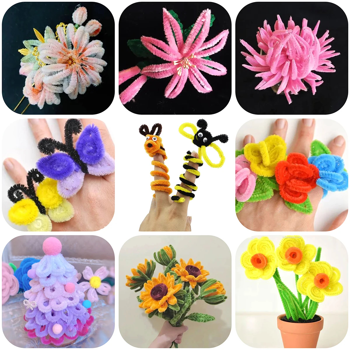 100pcs 30cm Chenille Stems Stick Cleaners Kids Educational Toys Handmade Colorful Chenille Stems Pipe for DIY Craft Supplies
