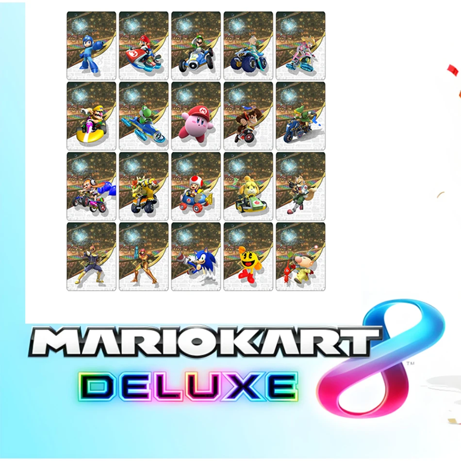 ใหม่ 20pcs Mario Kart 8 Amiibos มินิการ์ดแท็ก NFC การ์ดสําหรับสวิทช์และ Wii U--Kawaii MarioKart8 Deluxe เสื้อผ้า NTAG215 ชิปการ์ด