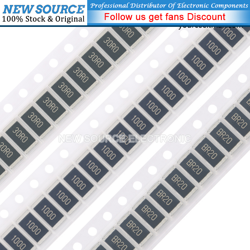(10 peças) 2512 Resistor SMD 2W 1% 10R0 1000 100R 1R00 51R0 2R00 20R0 1003 4R70 1K 1.2K 2.2K 3.3K 4.7K 5.1K 10K 100K 1M 0-10M Ohm