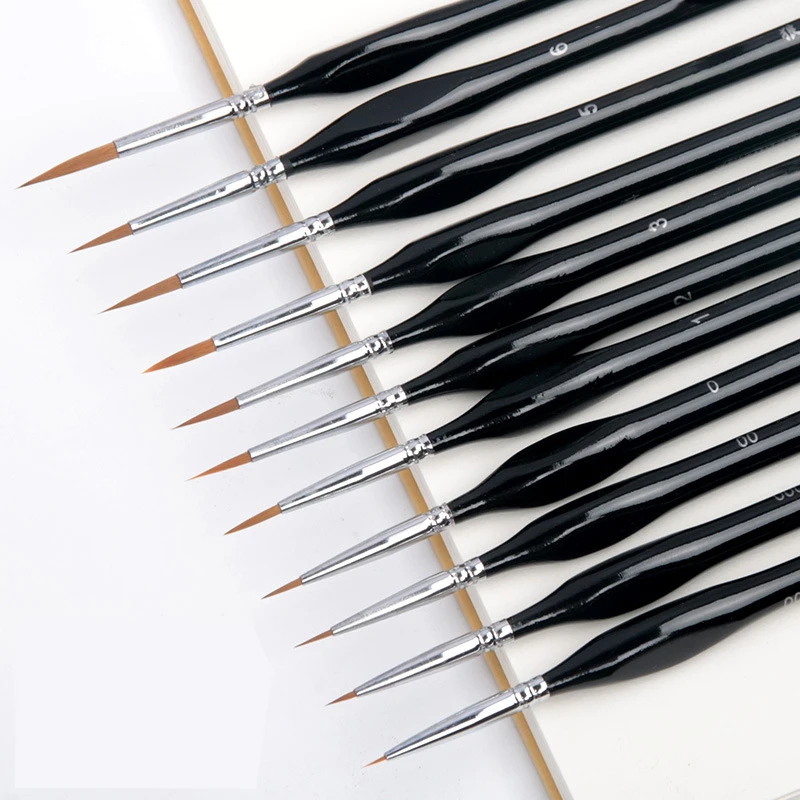 Triangle de cheveux de belette, tige de bouleau, Nail Art fin pour étudiants, dessin de ligne spéciale, Gouache, brosse à huile, 4 couleurs, stylo à ligne à crochet