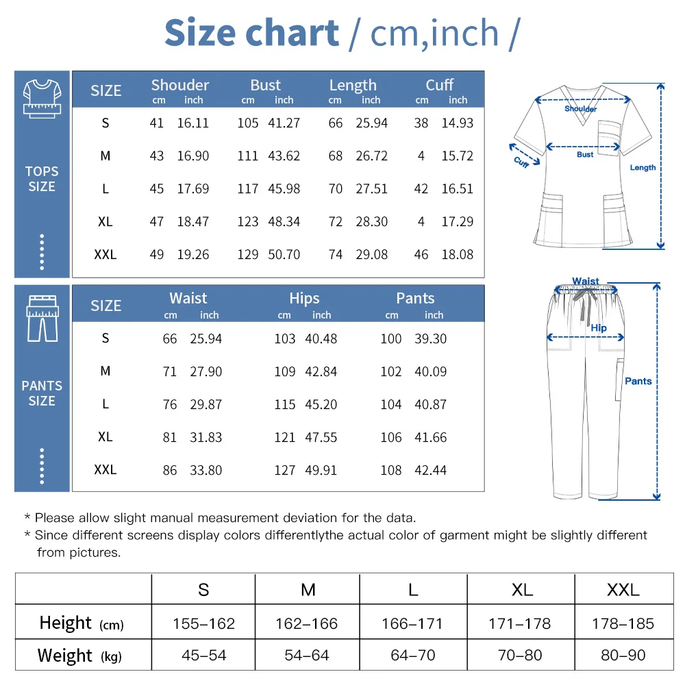 Scrubs Uniform Mannen Werkkleding Lab Werkkleding Uniformen Gezondheidszorg Verpleging Uniformen Korte Mouw V-hals Scrubs Tops + Broek Pak