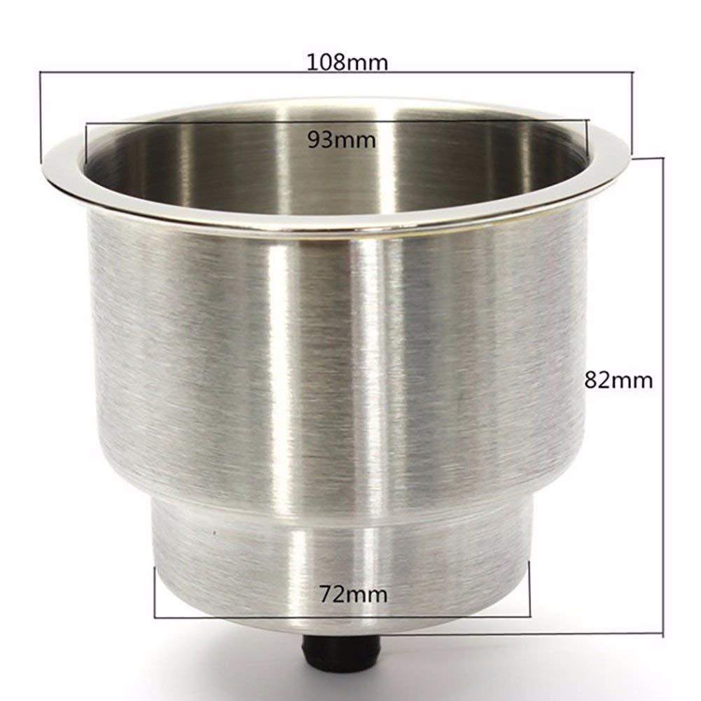 4X Marine Boat Stainless Steel Recessed Cup Shape Drink Holder with Drain Cup Holder
