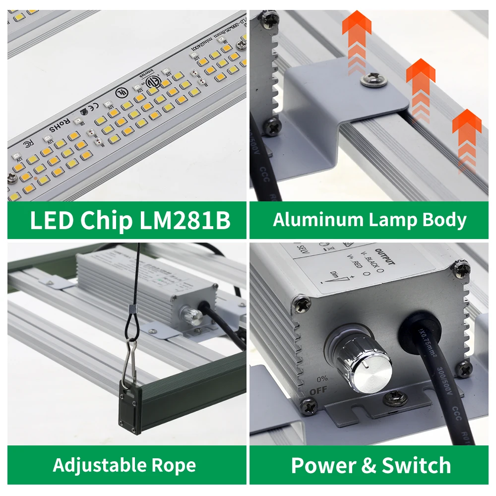 LED à spectre complet élèvent la lumière 120W 200W LM281B lumières de plante à intensité variable pour les plantes d'intérieur fleur semis serres tente