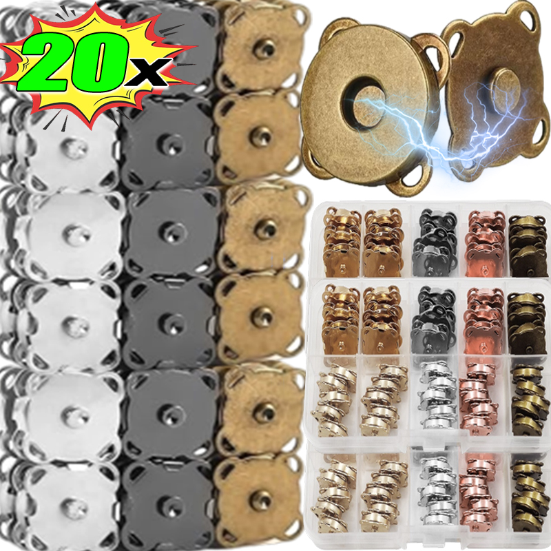 20 шт., металлическая магнитная кнопка с двойной заклепкой, застежка-застежка, пряжка для сумки для одежды, аксессуары для шитья своими руками