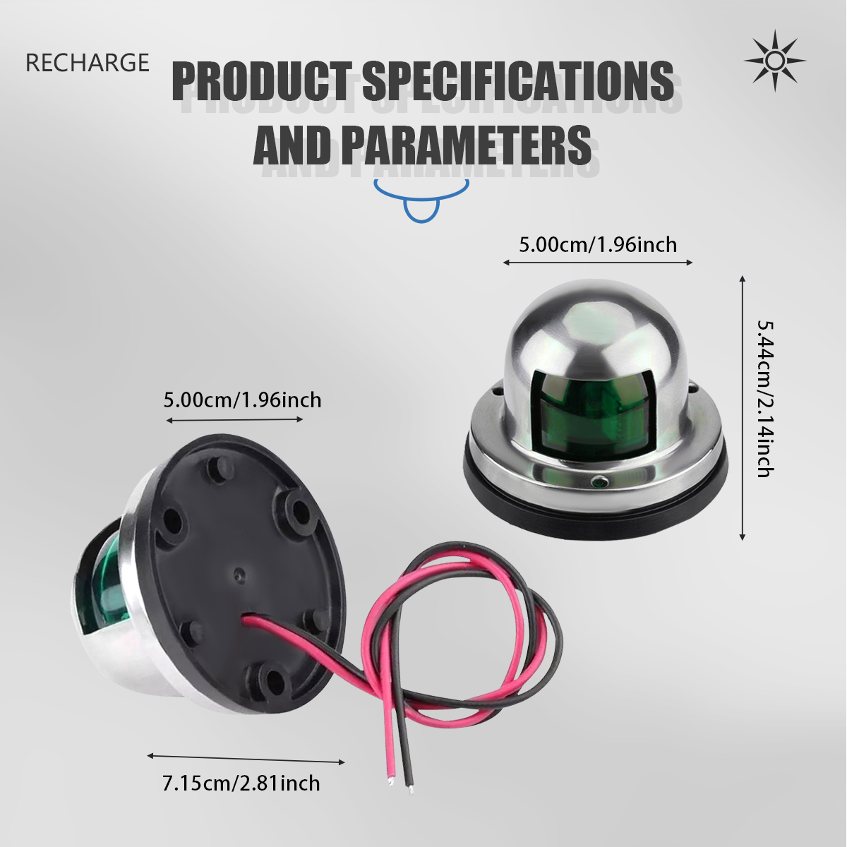 Luz de sinal de advertência para iate marinho 1/2pcs 12V à prova d'água de aço inoxidável LED luzes de navegação lâmpada de vela