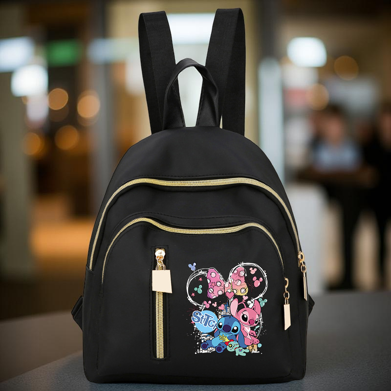 Stitch Cartoon Small Backpack, Adjustable Straps, Women Casual Daypack for Commuting, Shopping, Travel, Perfect Gift for Fans