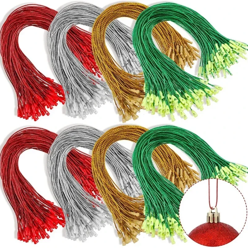 100 Uds. Cuerdas de poliéster de 20cm para colgantes de Navidad árbol de Navidad herramienta de etiqueta de bola de Navidad accesorios de adorno de gota de Navidad