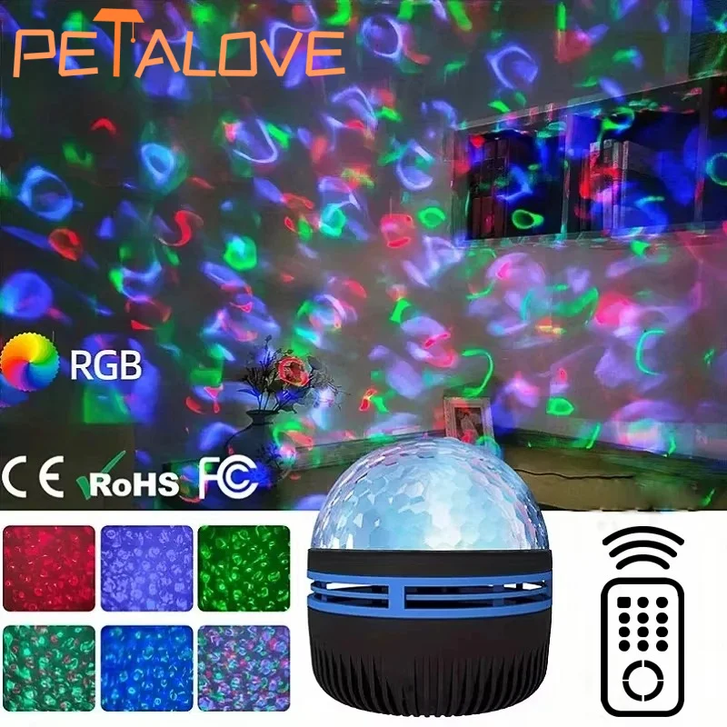 Projetor de onda de oceano de água, luz noturna led alimentada por usb para quarto, home theater, teto, decoração de quarto, projeto colorido de céu estrelado