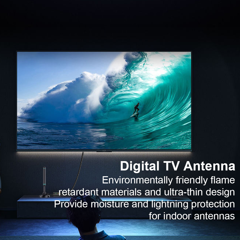 Antenna TV digitale HD 4K/1080P con amplificatore di segnale Antenna esterna per interni oltre 480 miglia Base magnetica Antenna HD digitale VHF UHF