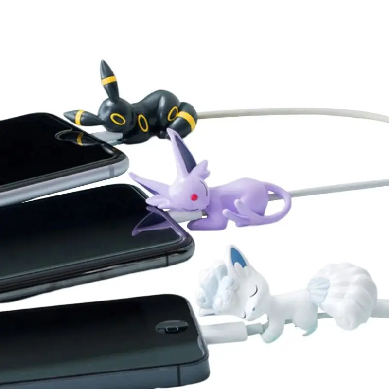 Pokémon Pikachu Dados Cabo Luva Protetora, Figura dos desenhos animados Fivela, Cabo de carregamento USB Rosca, Mordida Brinquedos Capa Protetora, Moda