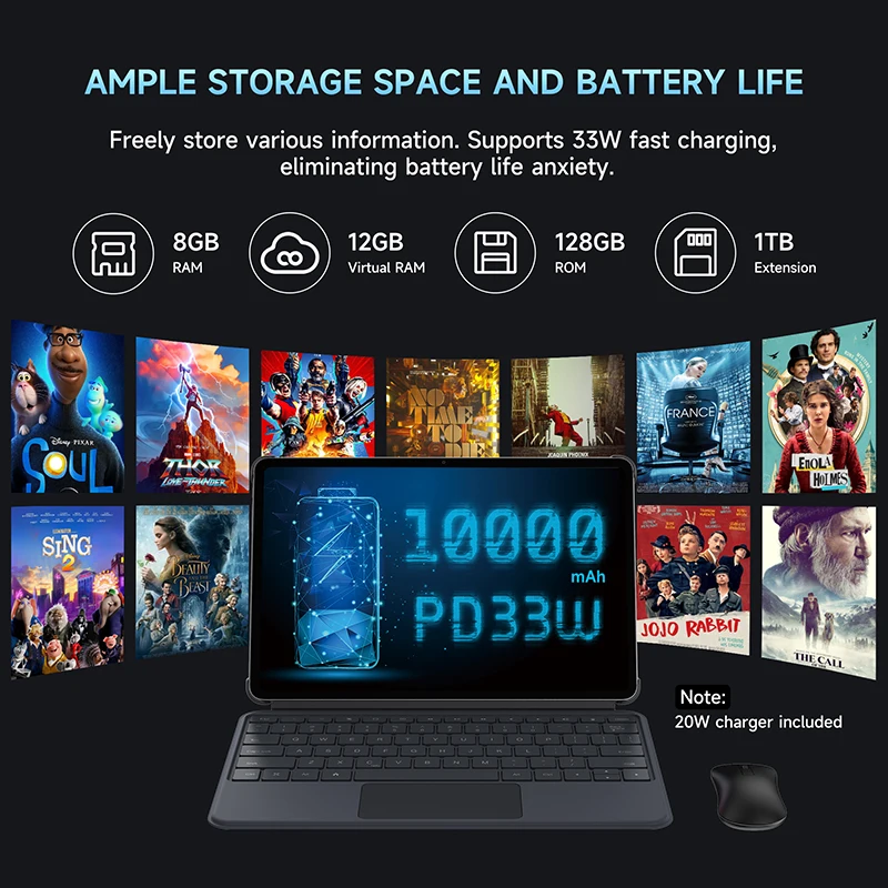 ALLDOCUBE iPlay 60 Pad Pro Планшет 12,1 дюйма, 90 Гц, дисплей MTK8781, 20 ГБ (8 + 12, виртуальная), ОЗУ, 128 ГБ ПЗУ, 10000 мАч, Android 14 4G LTE-планшет