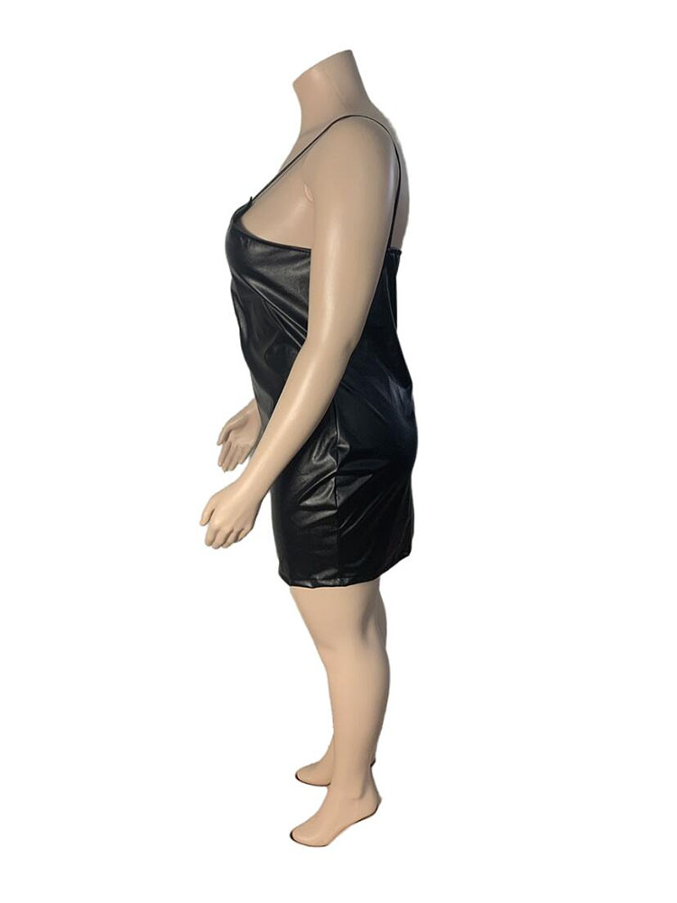 Женское облегающее платье из ПУ кожи, размеры до 5xl