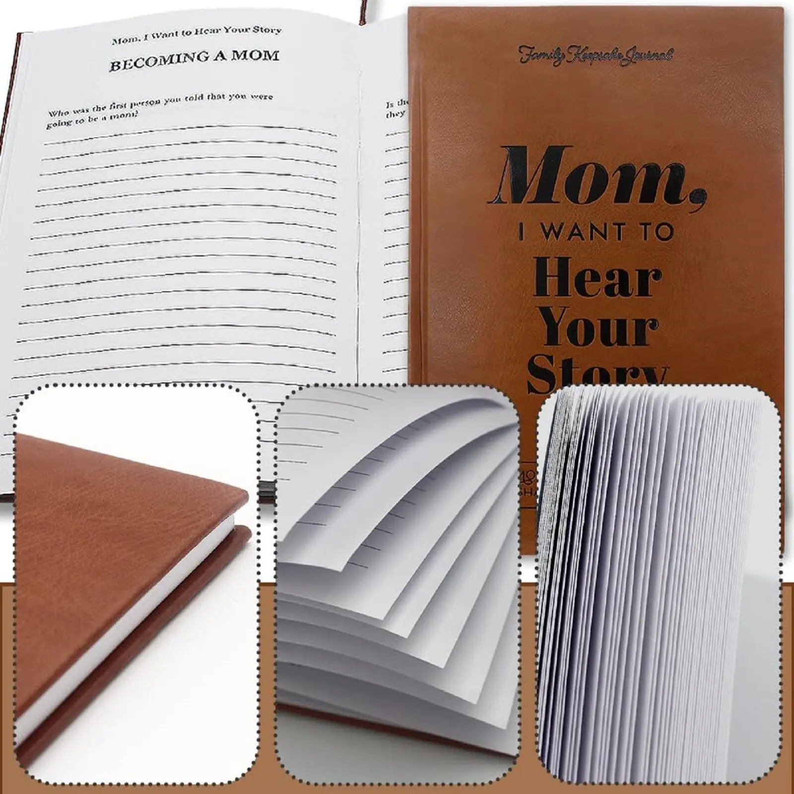 Mãe, quero ouvir sua história, diário guia da mãe para compartilhar seus pensamentos e memórias, o presente do diário significativo para a mãe