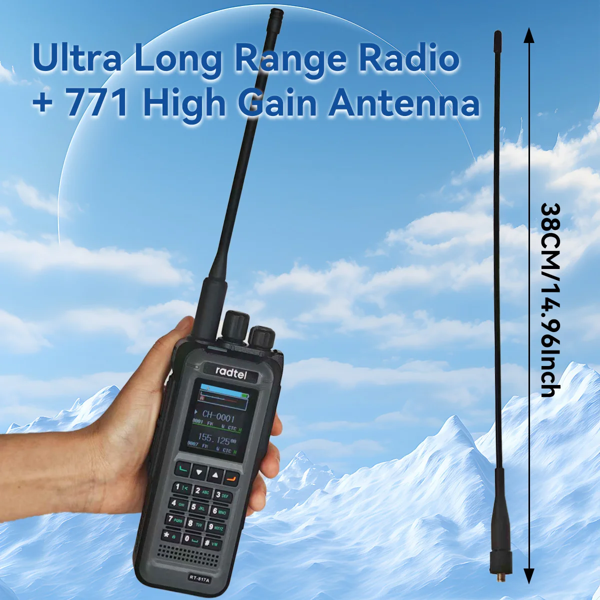 Das 18-W-Langstrecken-Walkie-Talkie Radtel RT-817A verfügt über 18 W Hochleistung, AM FM, 1024CH, NOAA, DTMF, Typ-C-Anschluss und Amateurfunk mit großer Reichweite