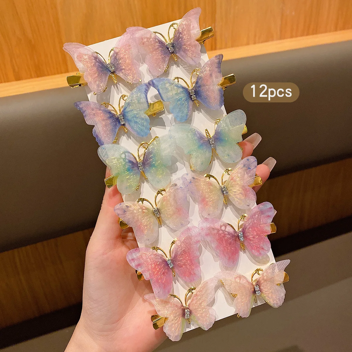 12 pinzas para el cabello de mariposa de viento dulce, lindas pinzas para el cabello adecuadas para uso diario, accesorios para el cabello