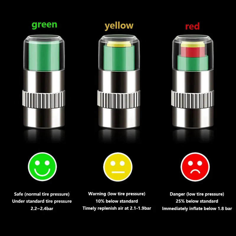 Vtear Car Tire Pressure Guage Cap Air Alert Indicator Tire Monitoring System Auto Sensor Indicator Universal Accessories Tool
