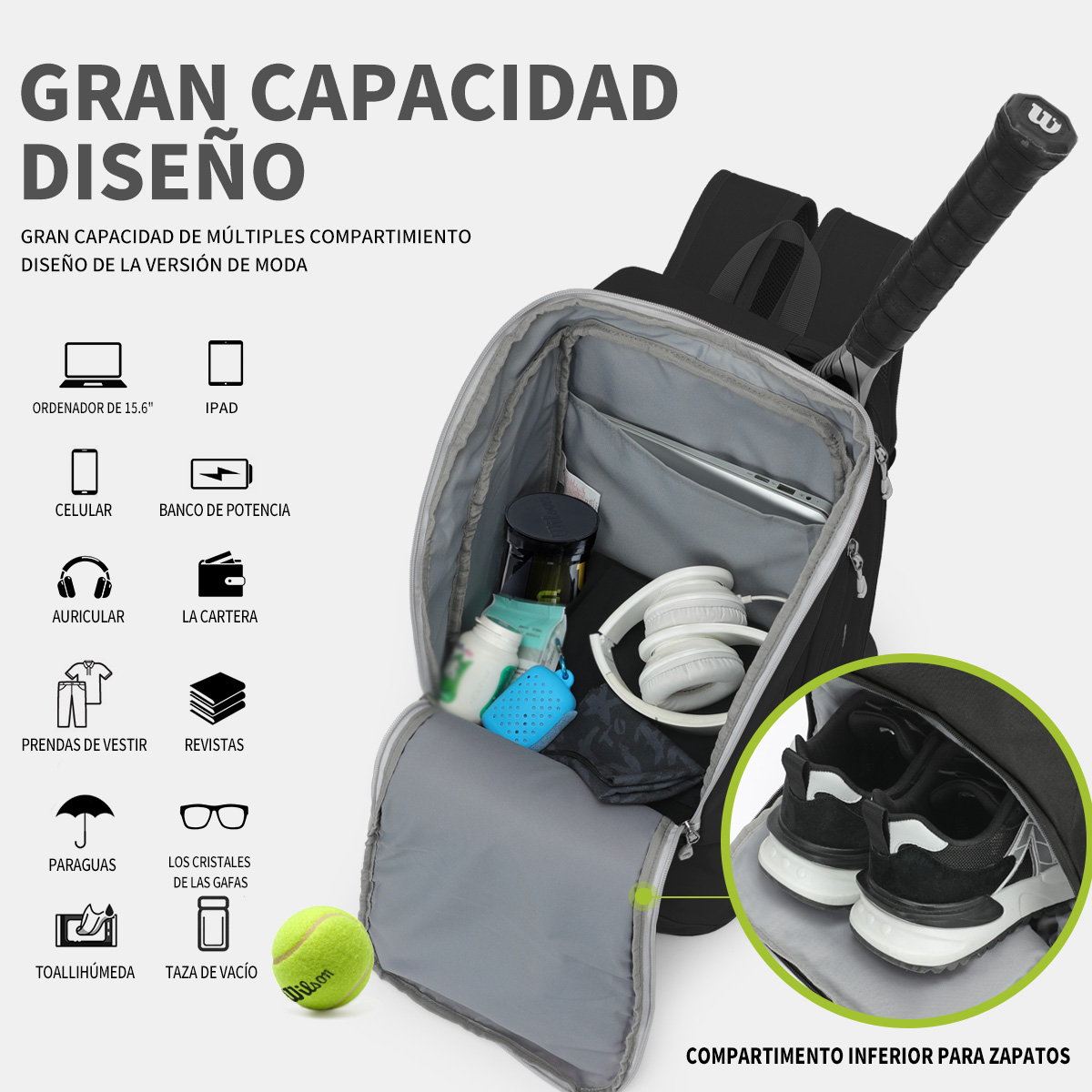 Bolsa de gimnasio impermeable para hombre y mujer, Mochila deportiva ultraligera portátil para deportes al aire libre, Yoga, raqueta