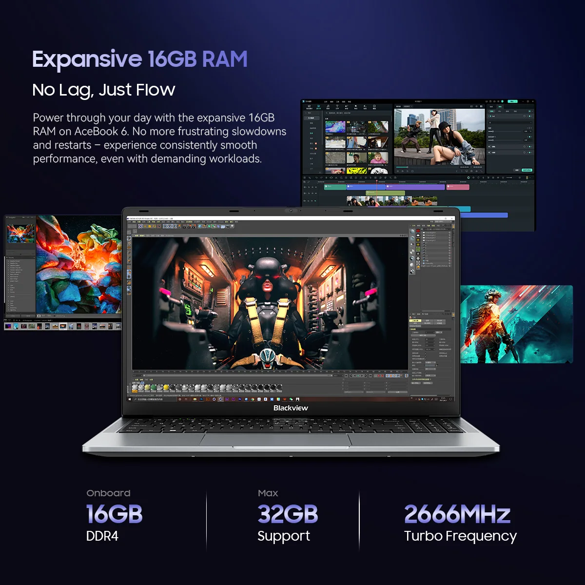 Laptop Blackview AceBook 6 15,6'' Ekran FHD+ IPS Intel Twin Lake N150 CPU 16GB DDR4 512GB SSD 36Wh Bateria Windows 11 Notebook