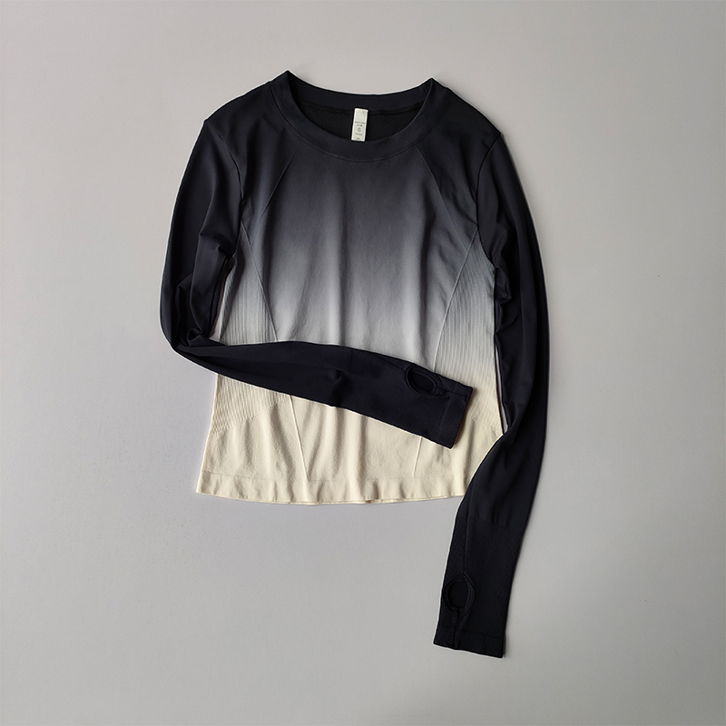 Camiseta deportiva adelgazante Gradual para mujer, traje de Fitness ajustado, Top de secado rápido, traje de Yoga, entrenamiento, ajustado, mangas largas