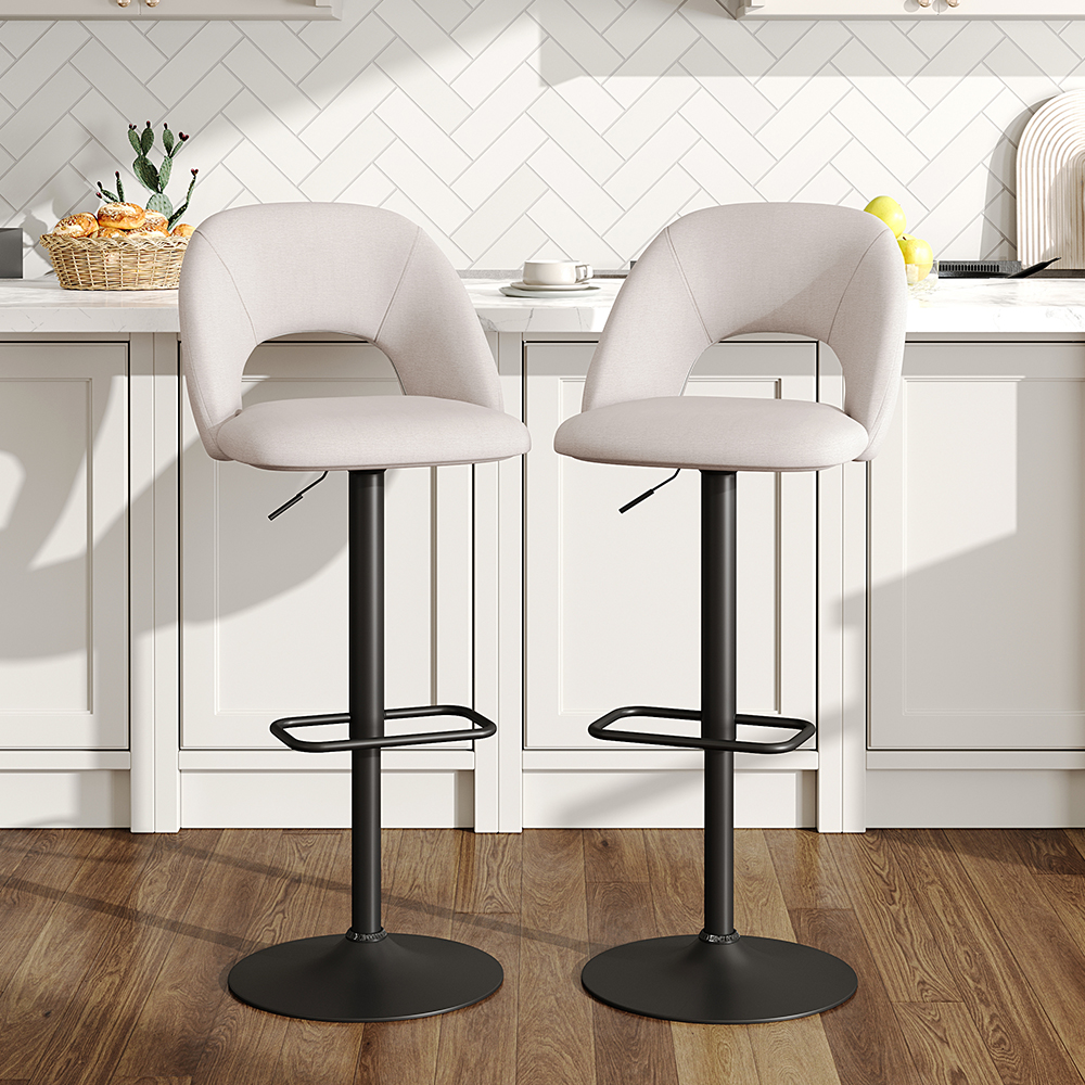 Voltsify 2 Set Linen Counter Swivel Height Breakfast Bar Stools for Living Room Bedroom Dining Room
