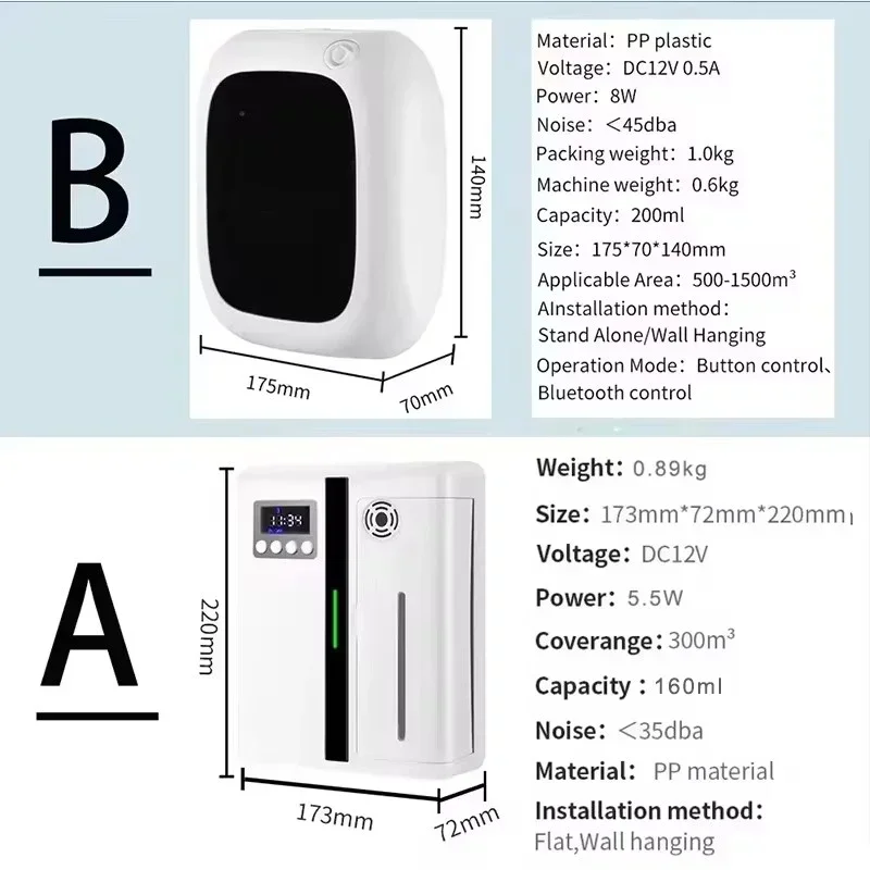 Mùi Hương Máy Hương Thơm Khuếch Tán Treo Tường Khách Sạn 160ML Thơm Khuếch Tán Có Quạt Bên Trong Cho Diện Tích Lớn Hành Lang Khách Sạn Nhà hương Thơm