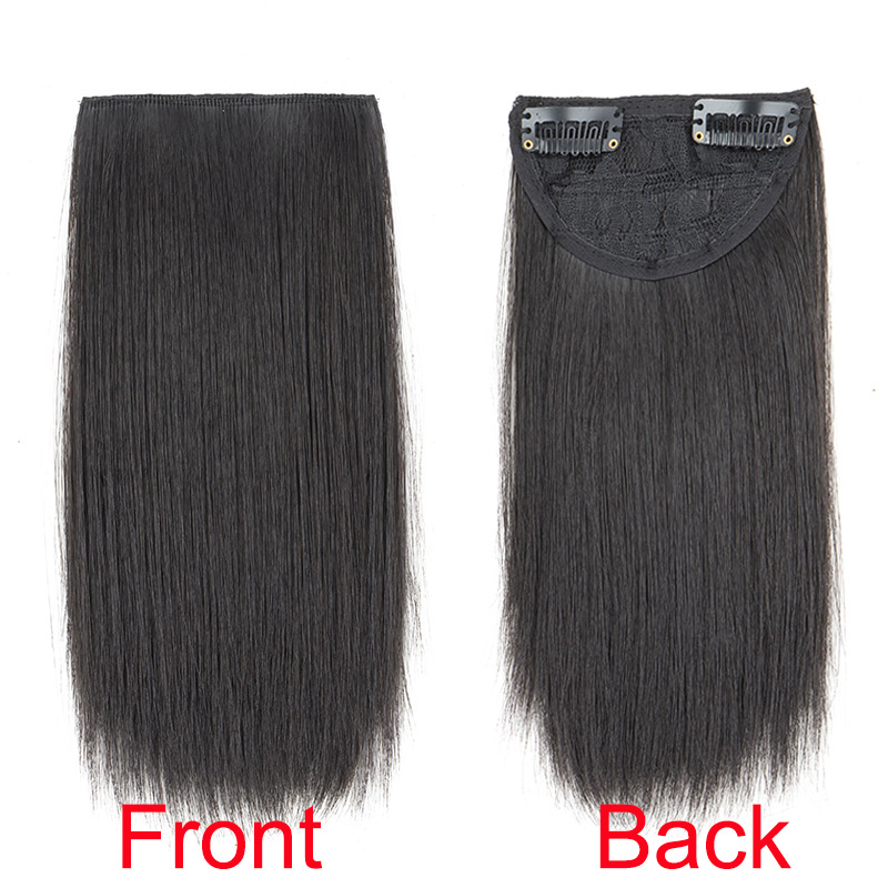 合成 10/20/30 センチメートルショートストレートヘアピース目に見えないクリップヘアトップサイドカバーヘアアクセサリー女性のための