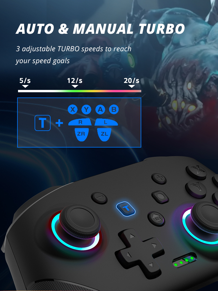 DATA FROG Wireless Controller für Nintendo Switch OLED/Lite Console Pro Gamepad mit 1000 mAh Akku, programmierbarer Turbofunktion