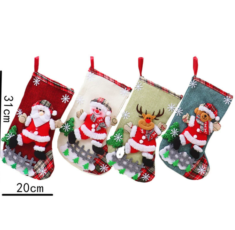 Conjunto de decoración navideña de medias navideñas